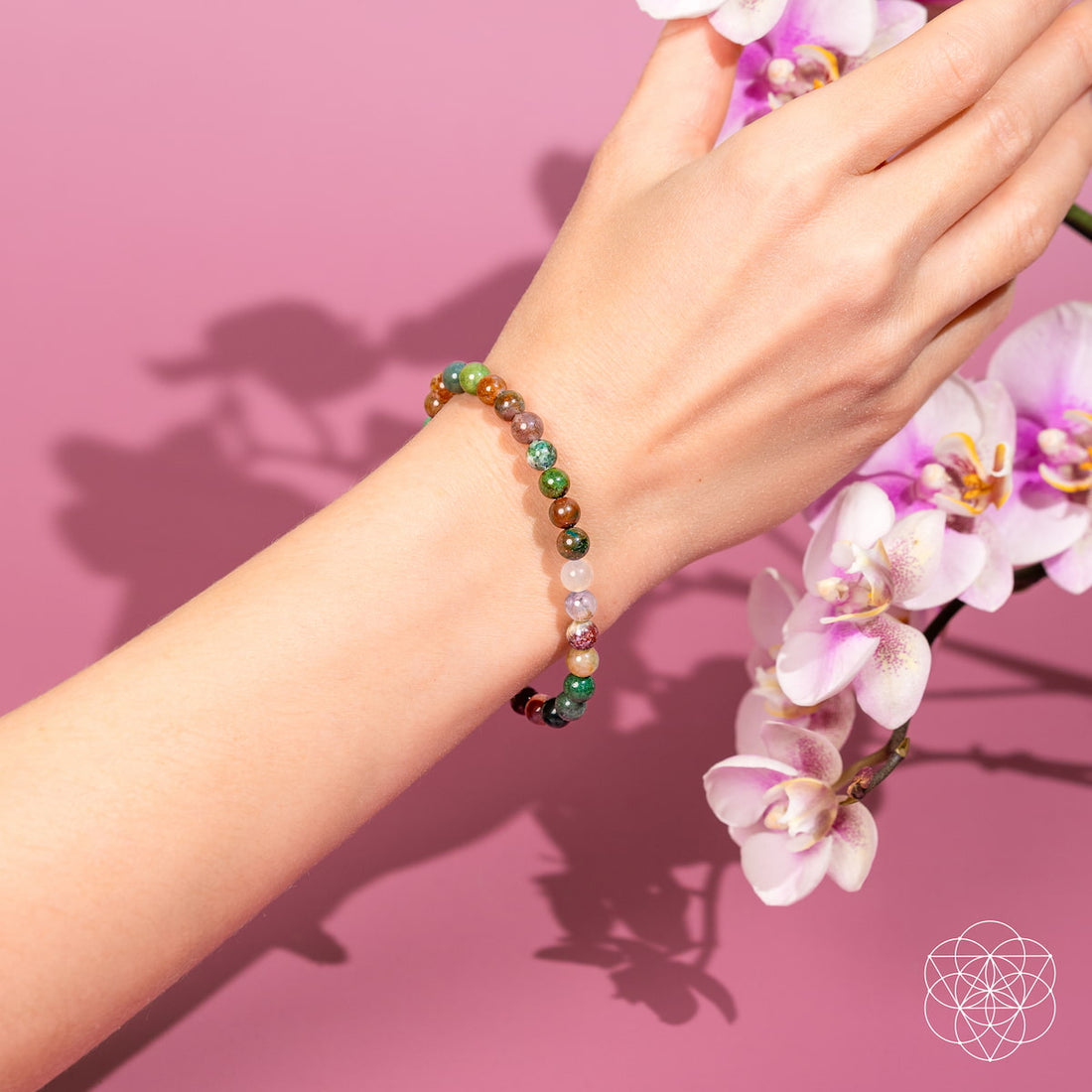 6mm Indian Agate Bracelet showcasing unique natural stone patterns