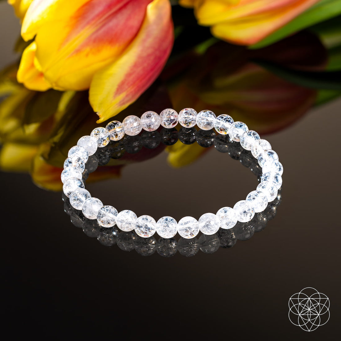 Ice Quartz Bracelet with luminous 6mm crystal beads