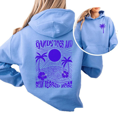 Palm Print Hoodie with Purple Bauhinia for Girls&