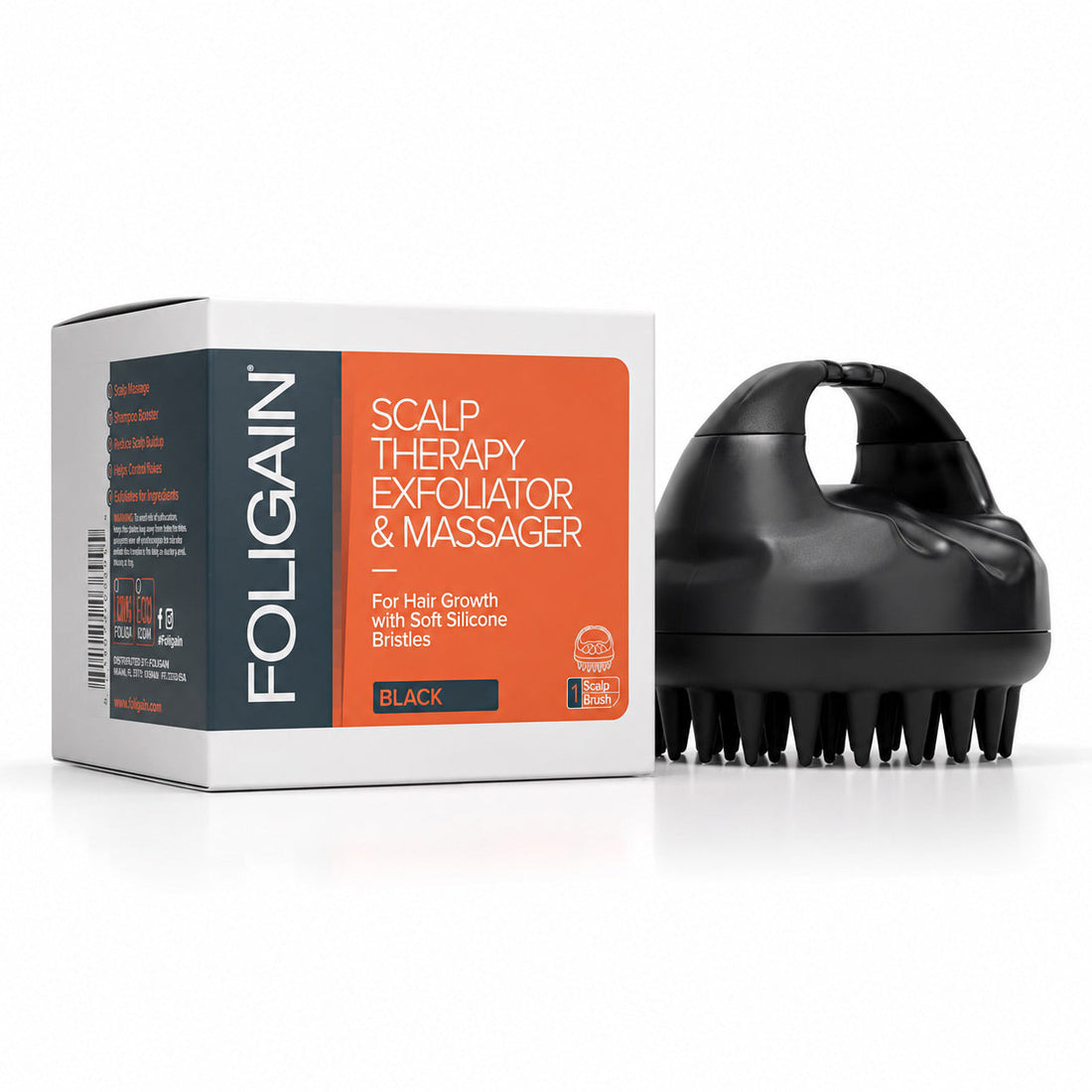 FOLIGAIN® Scalp Therapy Exfoliator &amp; Massager in Black