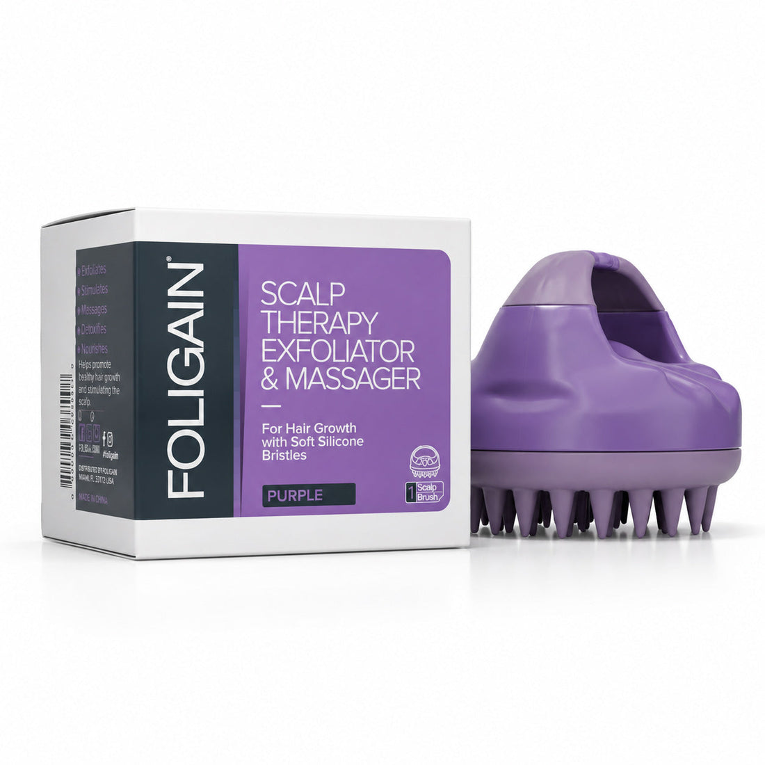 FOLIGAIN® Scalp Therapy Exfoliator &amp; Massager in Purple