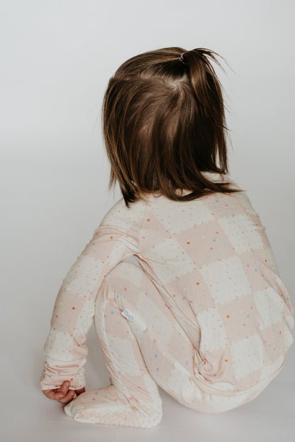 Peek-a-Boo Baby Sleeper Blush Sprinkle / Checkered