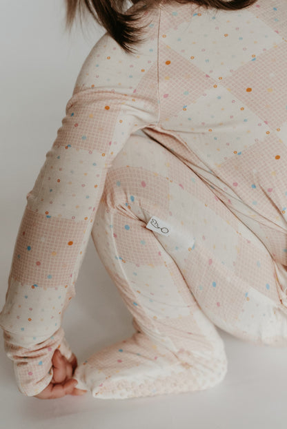 Peek-a-Boo Baby Sleeper Blush Sprinkle / Checkered