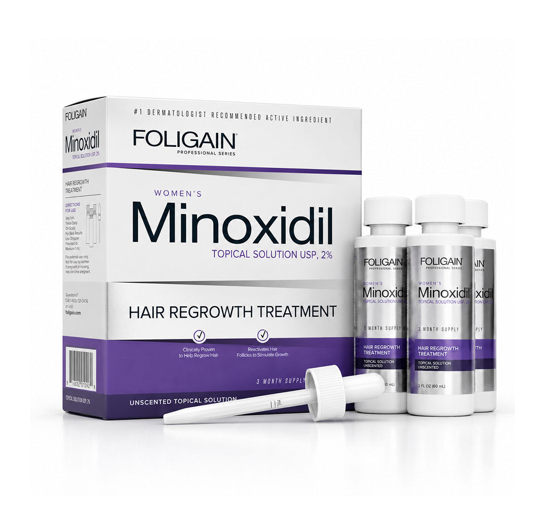 FOLIGAIN Minoxidil 2% hair regrowth treatment for women three month supply