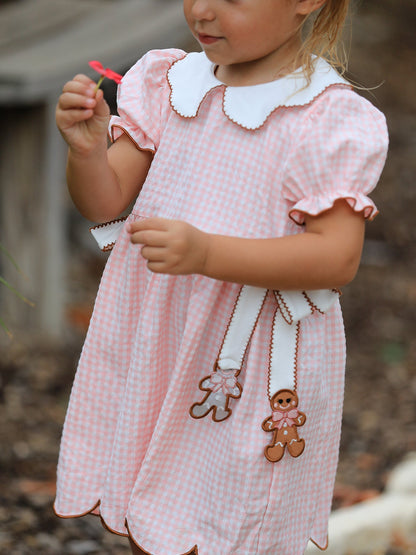 Christmas Girls Gingerbread Peter Pan Collar Dress