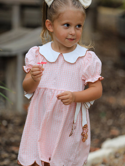 Christmas Girls Gingerbread Peter Pan Collar Dress