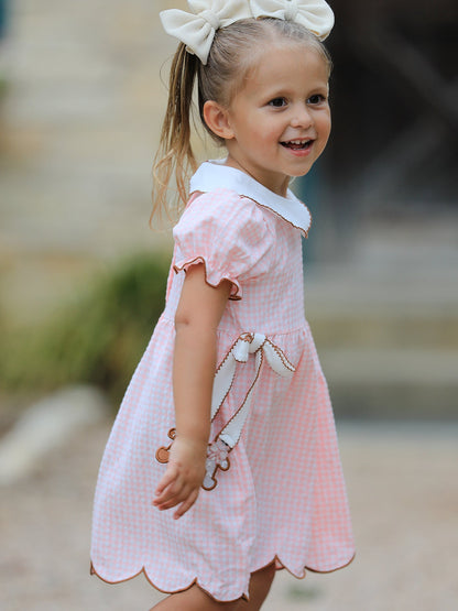 Christmas Girls Gingerbread Peter Pan Collar Dress