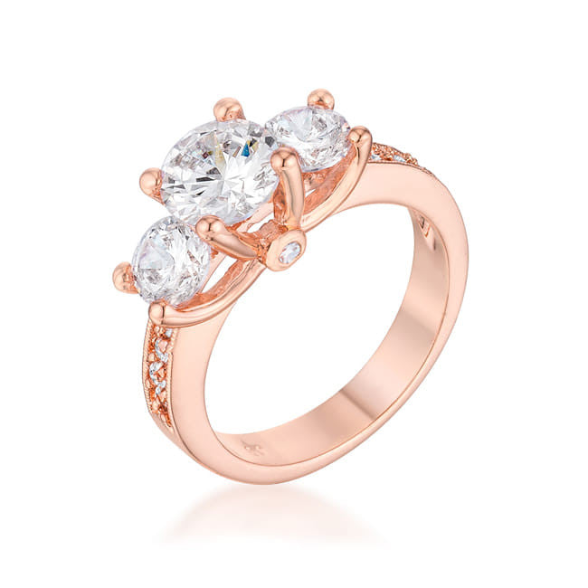 Dazzling Three Stone Engagement Ring with CZ-1