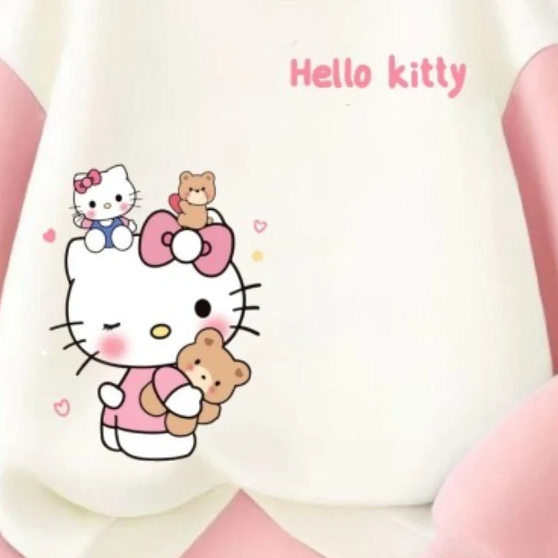 Sanrio Autumn Baby Girls Clothes Set Kid Hello Kitty Printed Sweatshirts Pullover Top &amp; Pants 2pcs Children Patchwork Tracksuit