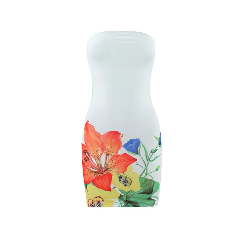 Foreign Style Flower Printed Mini Skirt Women&
