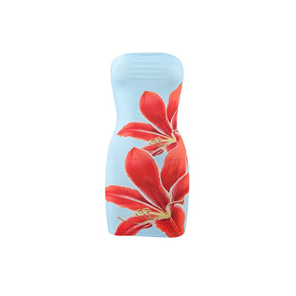 Foreign Style Flower Printed Mini Skirt Women&