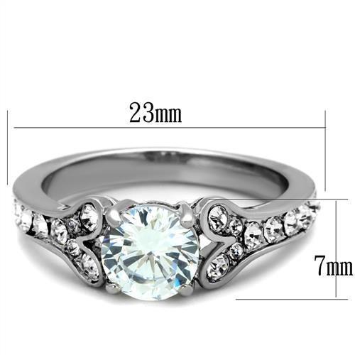 AAA CZ stainless steel engagement ring for women with clear cubic zirconia