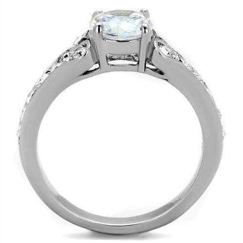AAA CZ stainless steel engagement ring for women with clear cubic zirconia