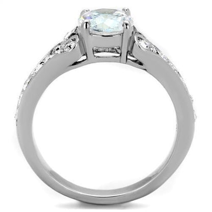 AAA CZ stainless steel engagement ring for women with clear cubic zirconia