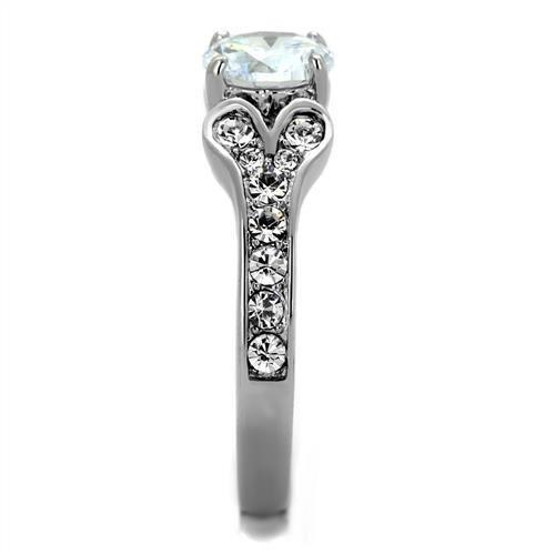 AAA CZ stainless steel engagement ring for women with clear cubic zirconia