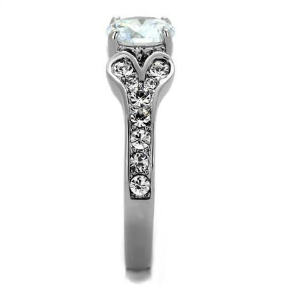 AAA CZ stainless steel engagement ring for women with clear cubic zirconia