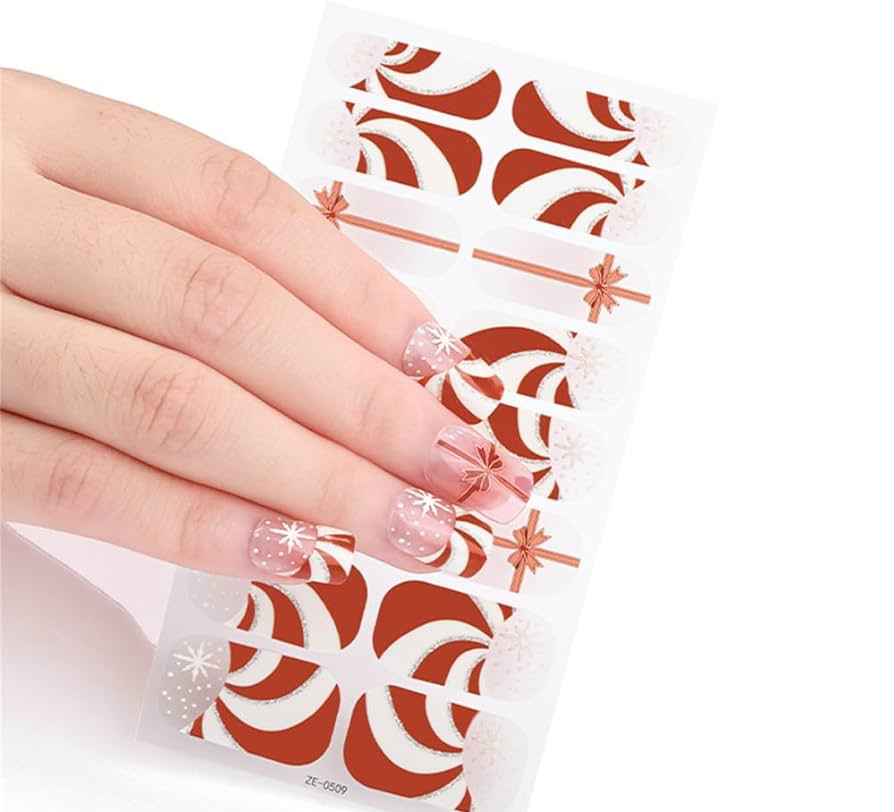 Candy Cane Swirl Gel Nails