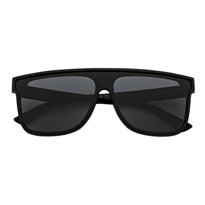 AEON - Square Flat Top Shield Polarized Sunglasses Mono  Black Smoke