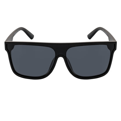 AEON - Square Flat Top Shield Polarized Sunglasses Mono  Black Smoke