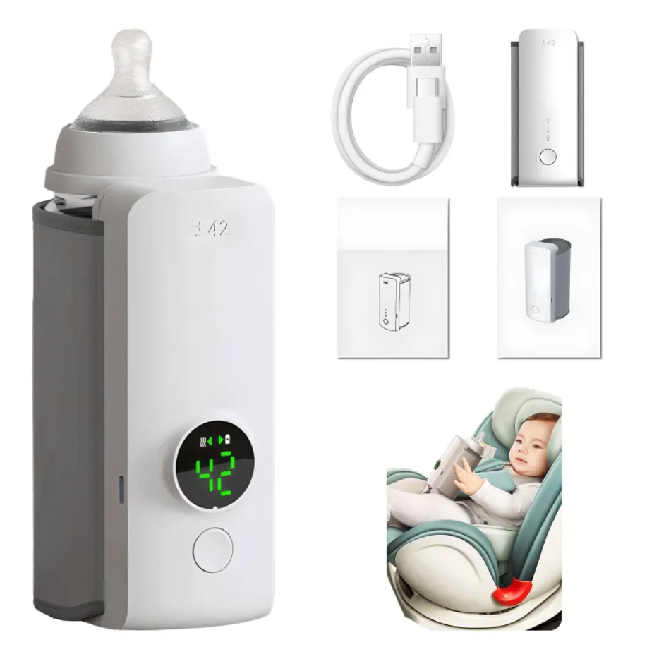 Portable Wireless Baby Bottle Warmer – USB Rechargeable 42°C Milk Warmer