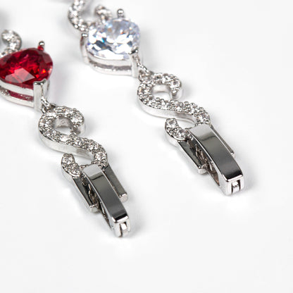 S925 Silver Number-Spliced Heart &amp; Cubic Zirconia Bracelet