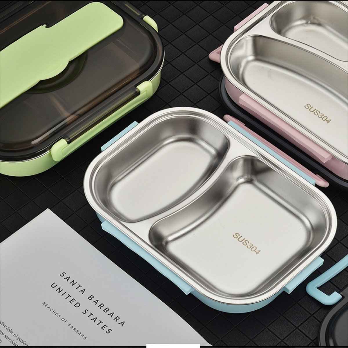Bento Lunch Box – Includes Thermos Bag, Spoon &amp;  Chopsticks