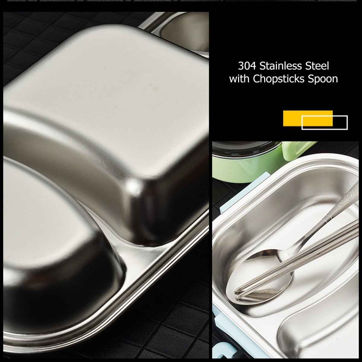 Bento Lunch Box – Includes Thermos Bag, Spoon &amp;  Chopsticks