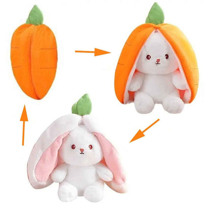 Reversible Strawberry Bunny Plush Toy Soft Polyester Stuffed Animal for Kids Hide and Seek Transforming Toy