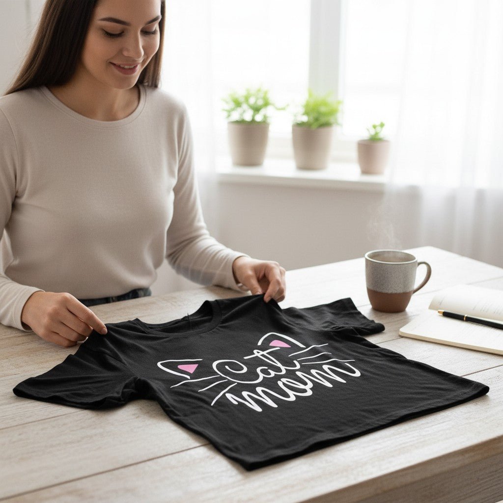 Cat Mom Graphic T-Shirt 100% Cotton Women&