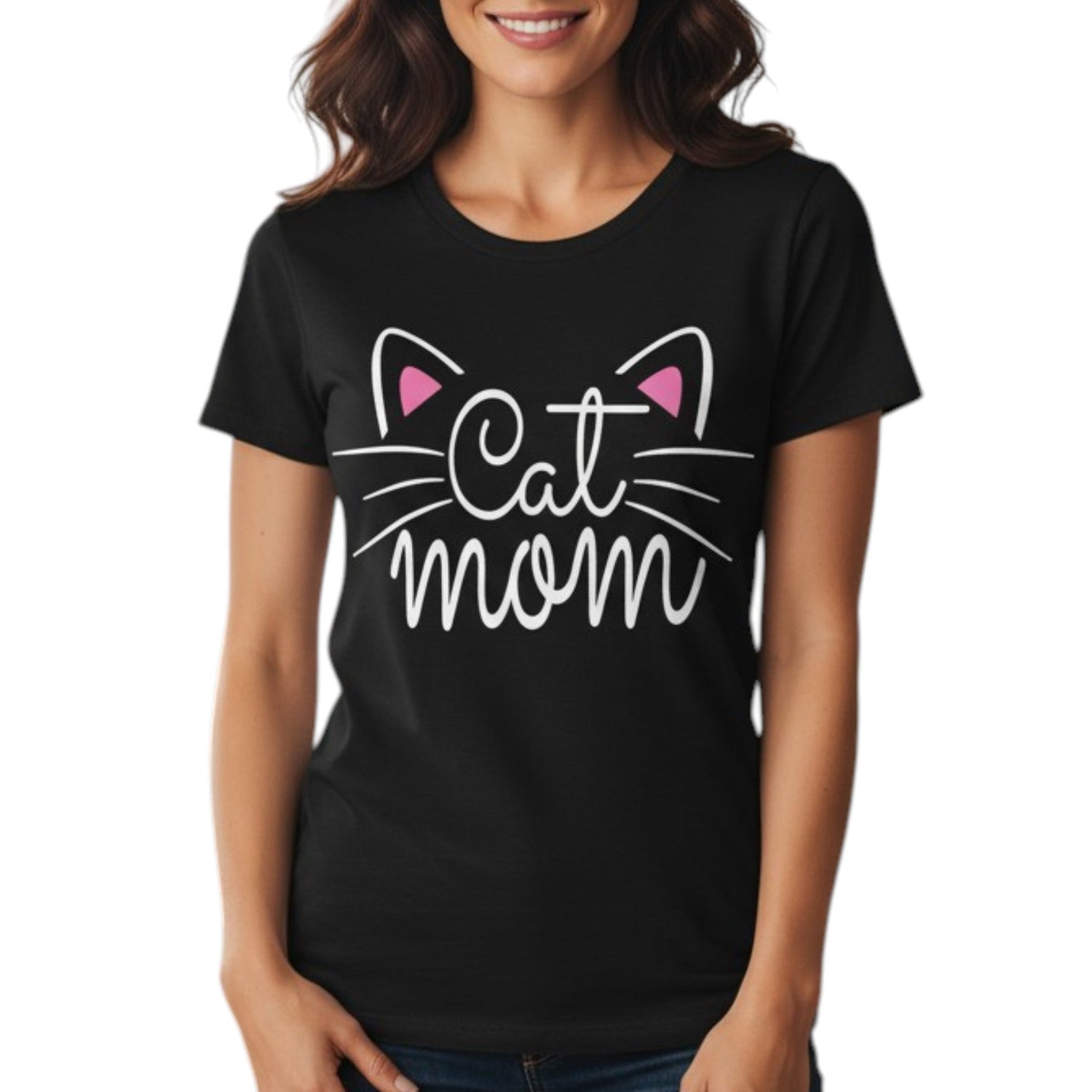Cat Mom Graphic T-Shirt 100% Cotton Women&