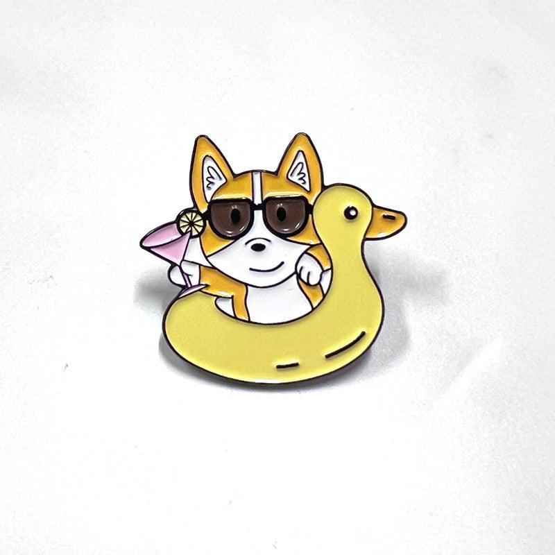 Corgi Floaty Enamel Pin cute dog accessory for backpacks jackets and tote bags