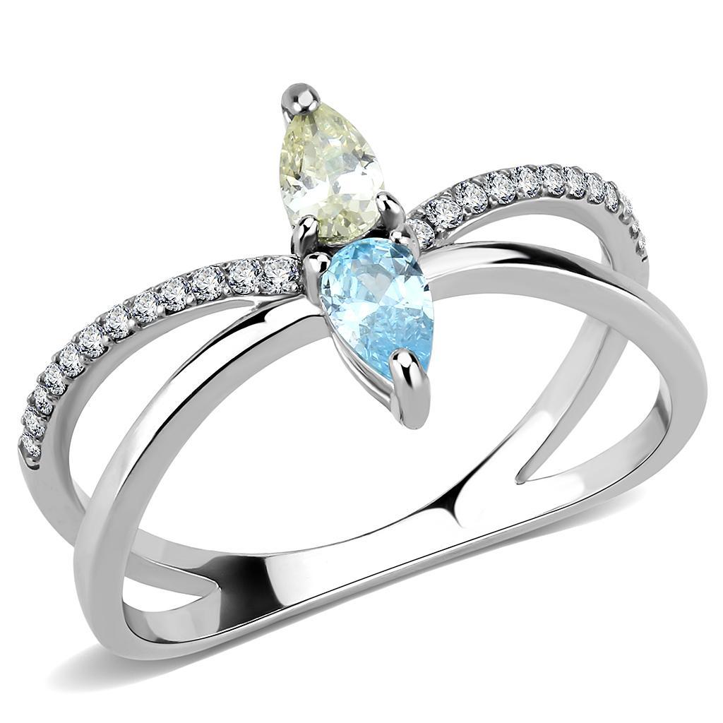 DA271 high polished stainless steel ring with multicolor AAA grade CZ