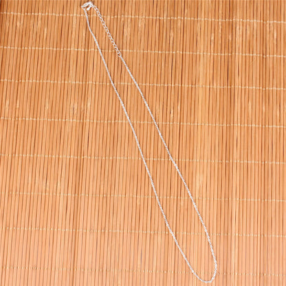 White K Plated Necklace with KC Gold Chain and Wax Rope