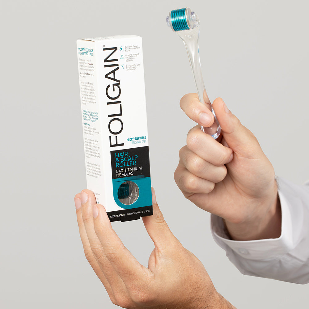 FOLIGAIN® Hair &amp; Scalp Roller with 540 Titanium 0.25 mm Needles