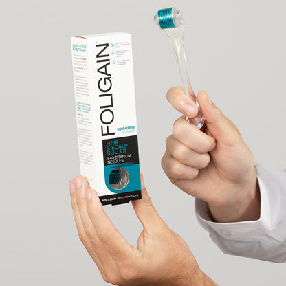 FOLIGAIN® Hair &amp; Scalp Roller with 540 Titanium 0.25 mm Needles