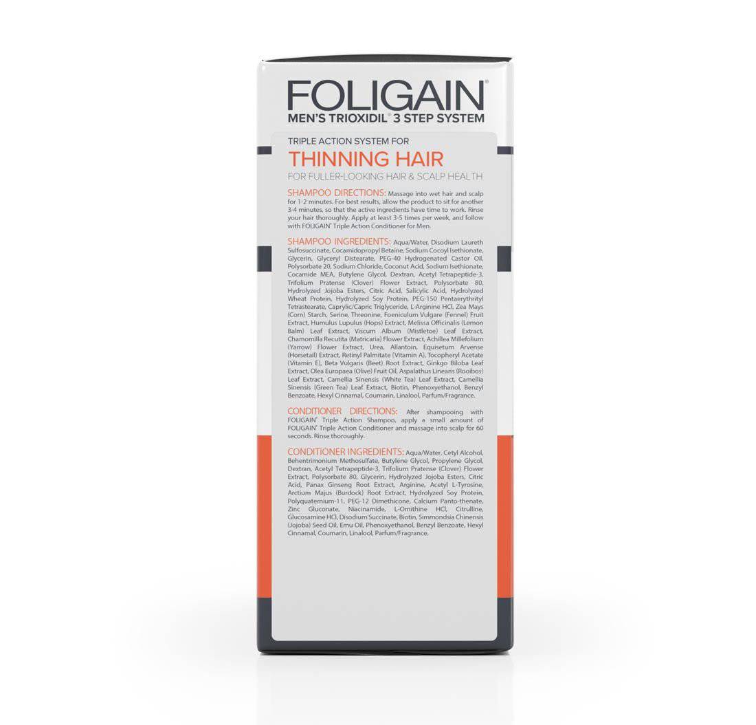 FOLIGAIN Triple Action Hair Care System three piece grooming set for men