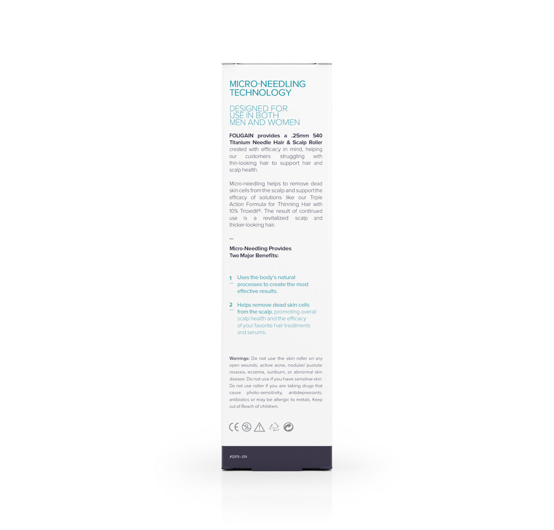 FOLIGAIN® Hair &amp; Scalp Roller with 540 Titanium 0.25 mm Needles
