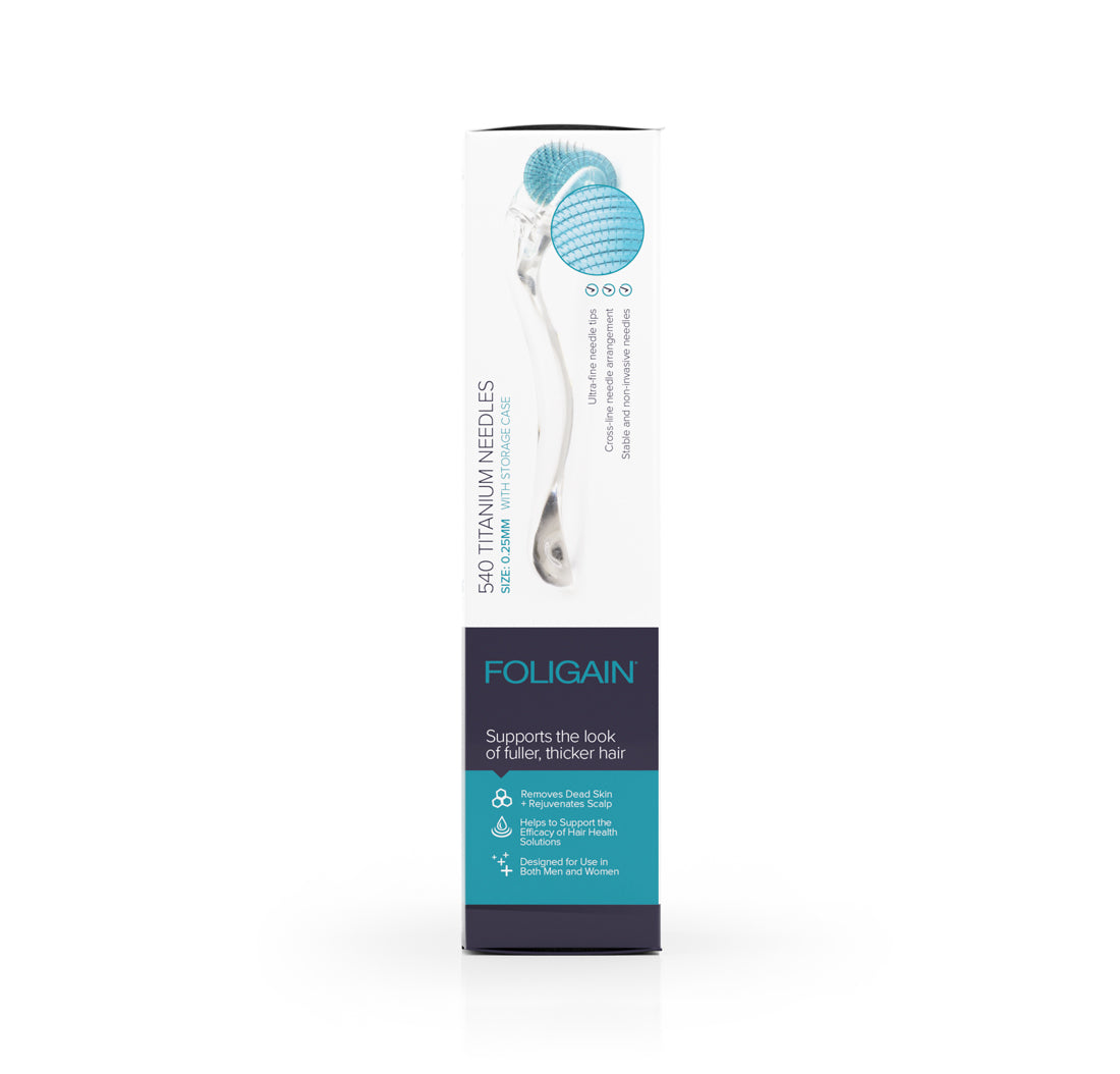 FOLIGAIN® Hair &amp; Scalp Roller with 540 Titanium 0.25 mm Needles