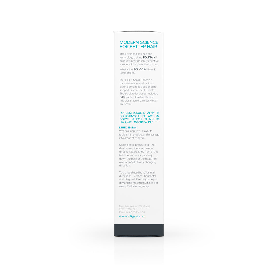 FOLIGAIN® Hair &amp; Scalp Roller with 540 Titanium 0.25 mm Needles