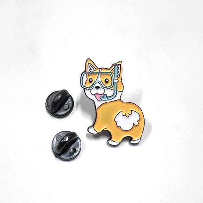 Corgi Enamel Pin playful underwater themed gift for dog lovers and collectors