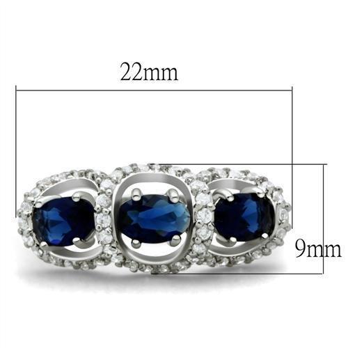 LO2049 rhodium brass ring with Montana synthetic glass