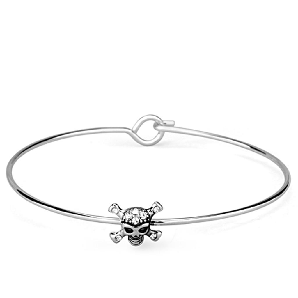Rhodium brass bangle for women with clear top-grade crystal and elegant rhodium finish