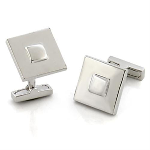 Rhodium brass cufflinks for men with classic silver-tone finish and no stone design