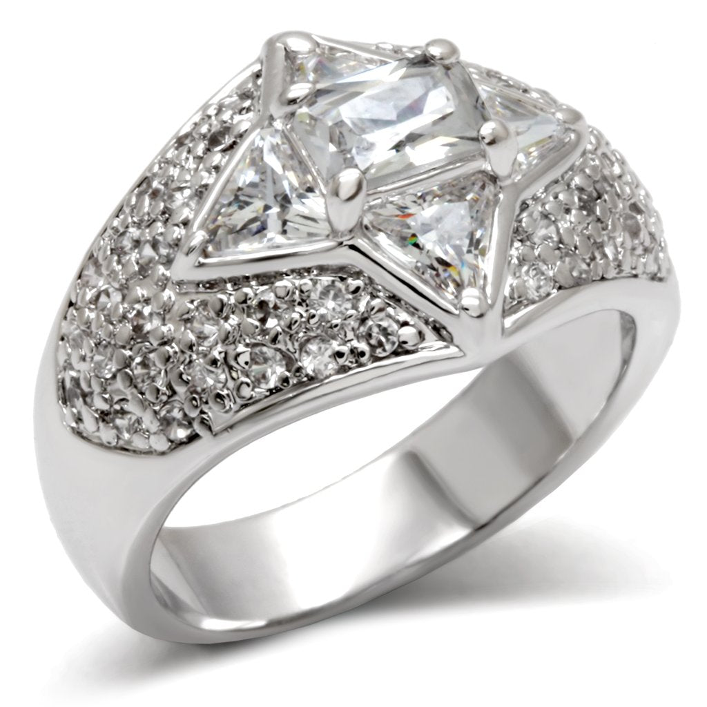 AAA CZ 925 sterling silver ring for women with clear cubic zirconia and high-polished finish