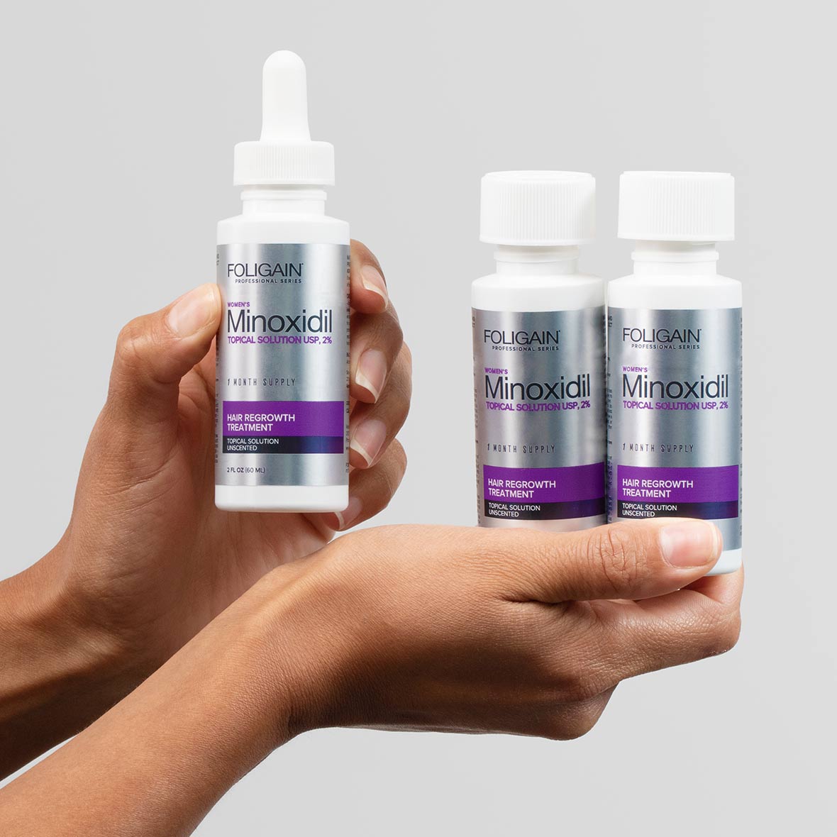 FOLIGAIN Minoxidil 2% three bottle treatment set for women