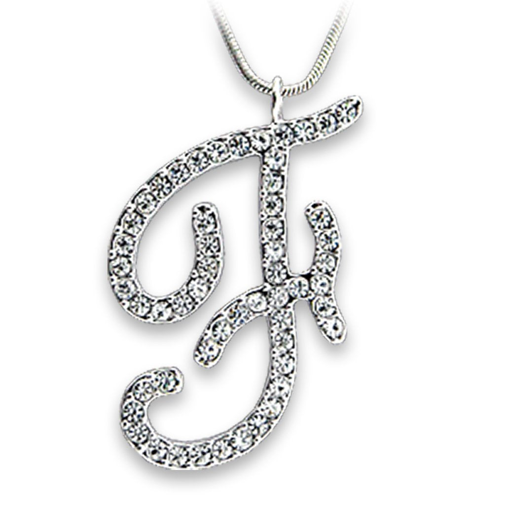 Rhodium brass pendant for women with clear top grade crystal and elegant pave design