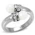 TK101 high polished stainless steel ring with milky white CZ