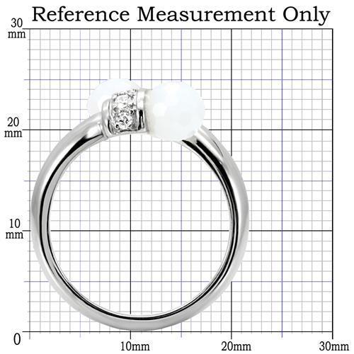 TK101 high polished stainless steel ring with milky white CZ