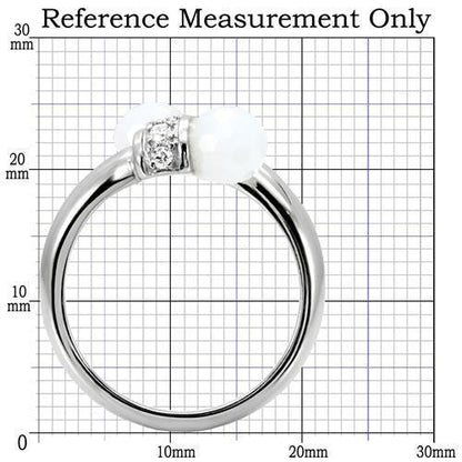 TK101 high polished stainless steel ring with milky white CZ