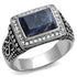 Sodalite stainless steel ring for men with Capri Blue semi-precious stone and high polished finish